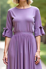 Dreamyannie Tahiti Long Chiffon Formal Dress With Short Sleeves