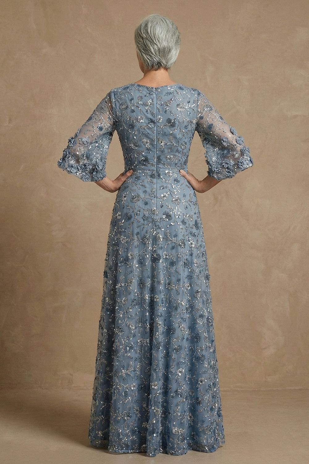 Dreamyannie Twilight Floral Sheath Long Mother Of The Bride Dress With Sequin