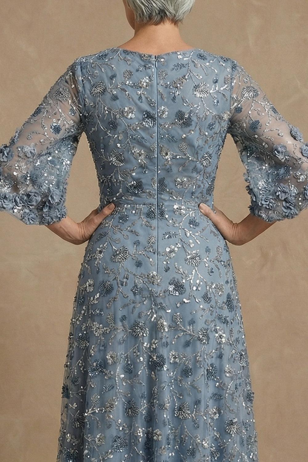 Dreamyannie Twilight Floral Sheath Long Mother Of The Bride Dress With Sequin