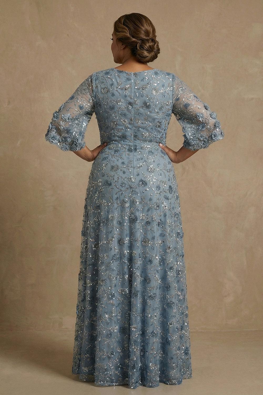 Dreamyannie Twilight Floral Sheath Long Mother Of The Bride Dress With Sequin