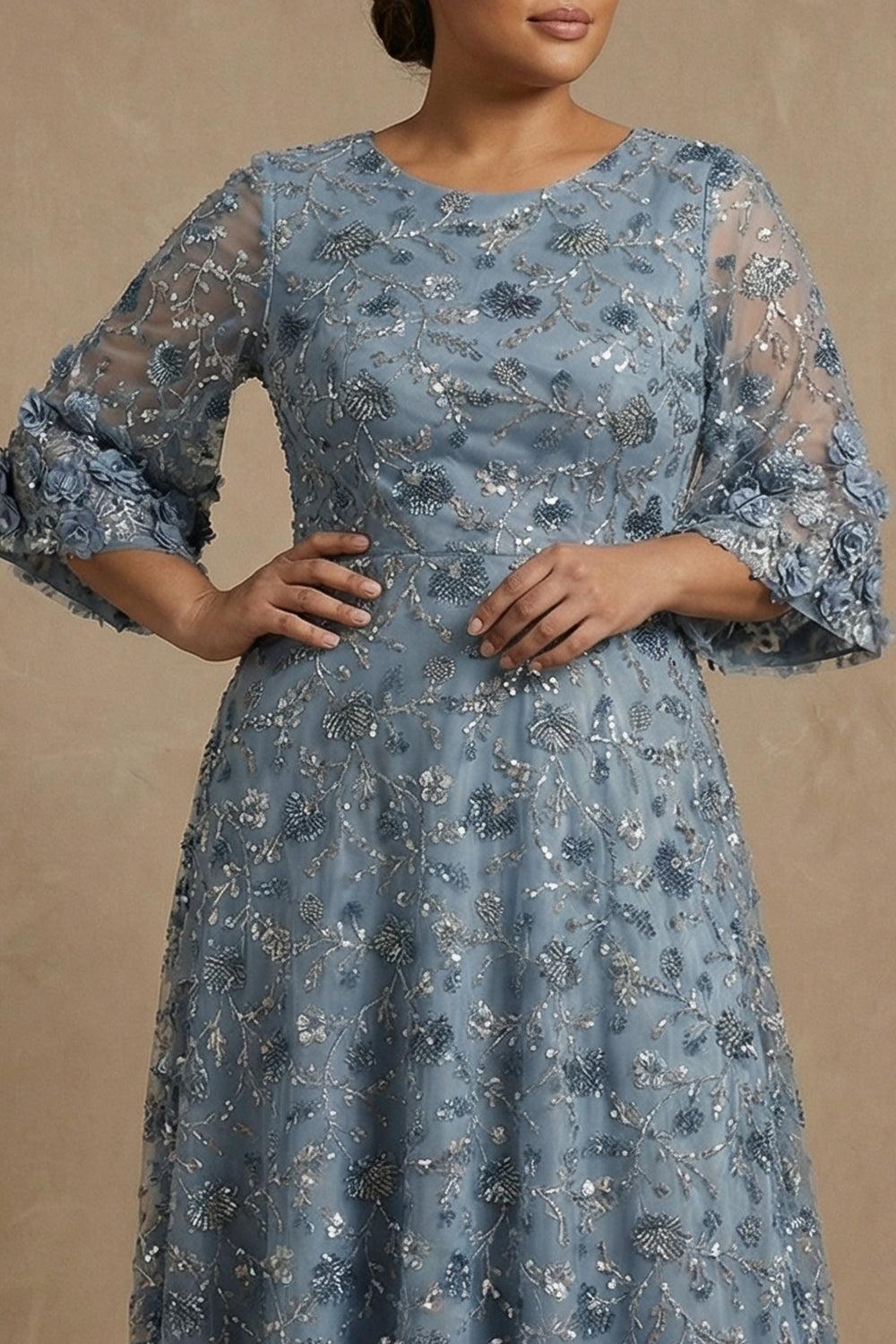 Dreamyannie Twilight Floral Sheath Long Mother Of The Bride Dress With Sequin