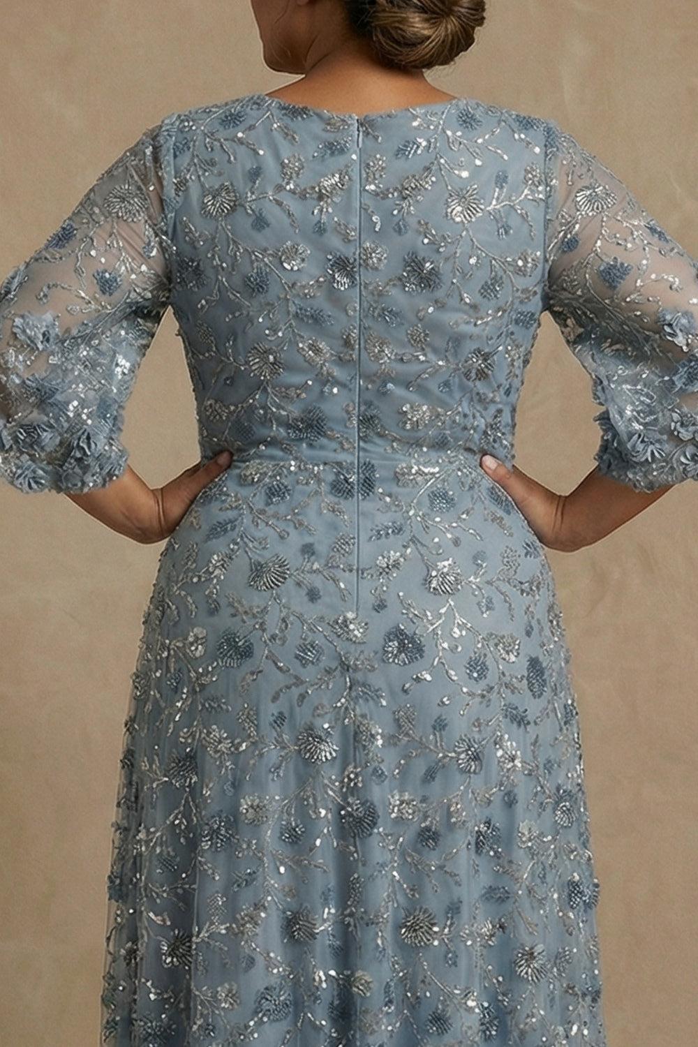 Dreamyannie Twilight Floral Sheath Long Mother Of The Bride Dress With Sequin