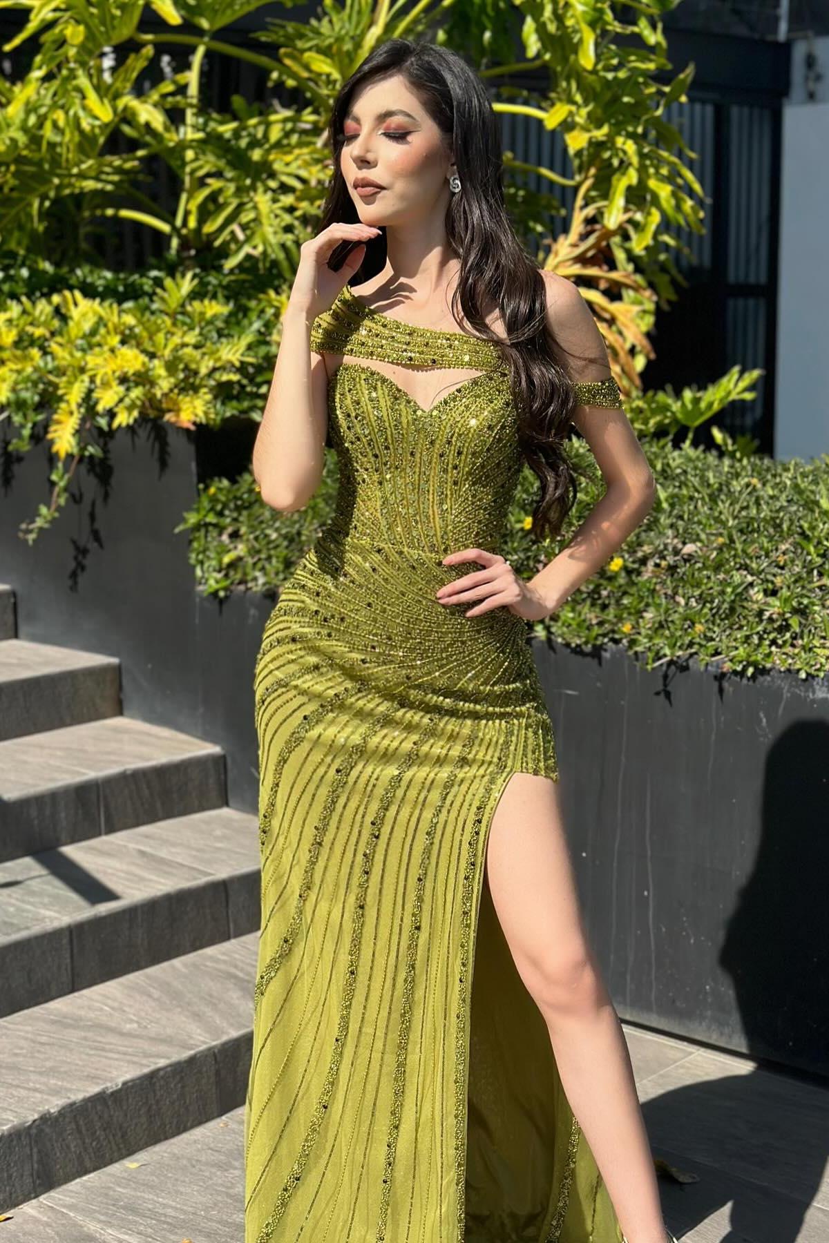 Dreamyannie Vintage Column Chiffon Satin Sweetheart Cap Sleeve Evening Dress With Sequined Split