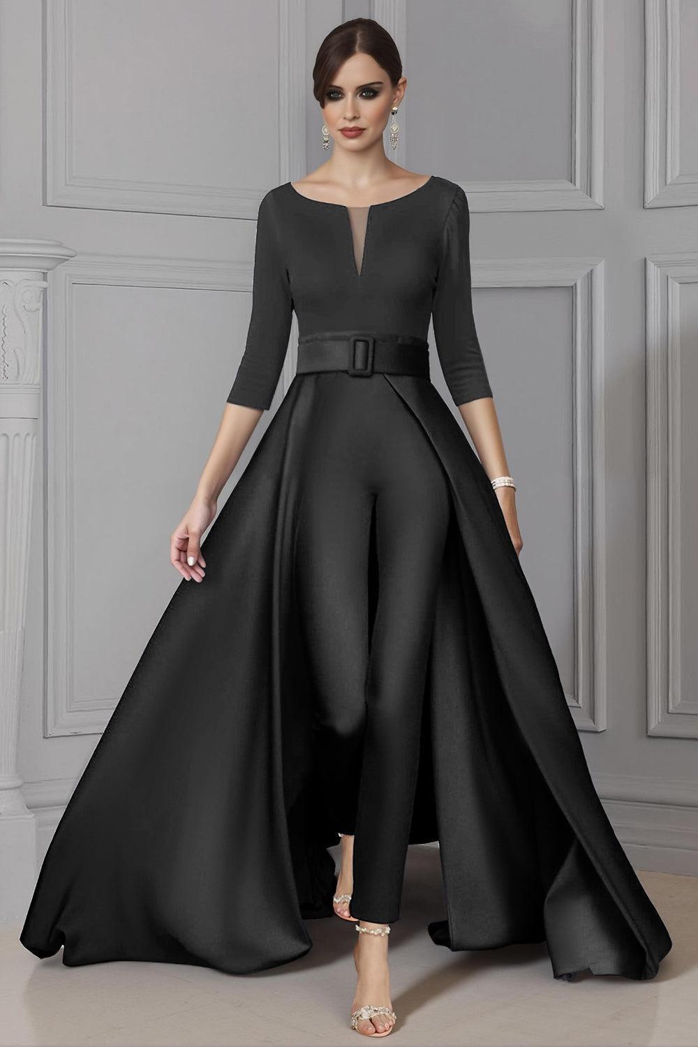 Dreamyannie White Boat Neck Floor Length Mother Of The Bride Jumpsuits With Cape