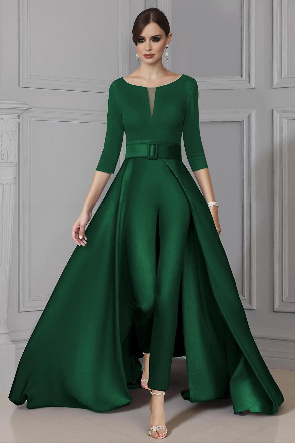 Dreamyannie White Boat Neck Floor Length Mother Of The Bride Jumpsuits With Cape