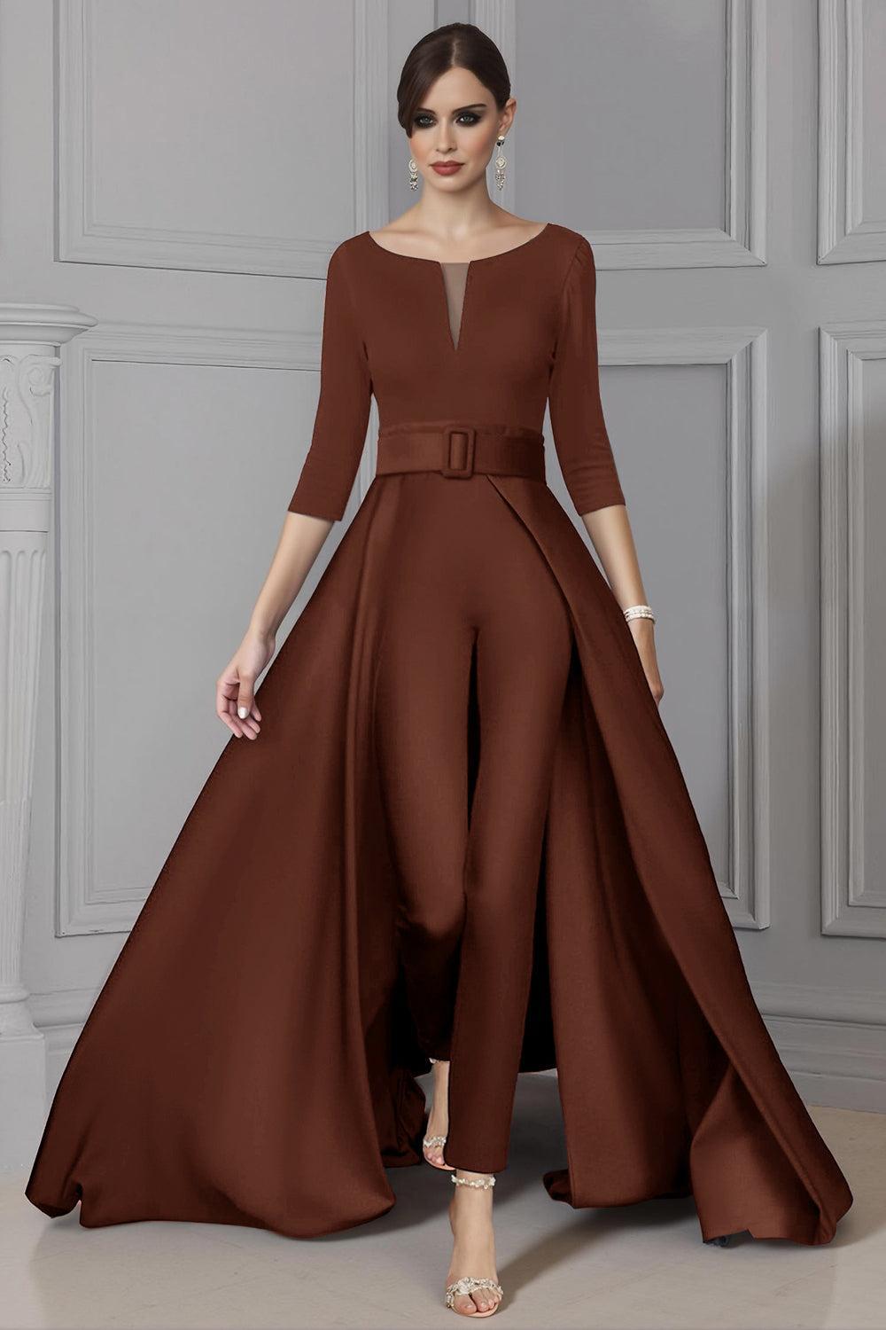 Dreamyannie White Boat Neck Floor Length Mother Of The Bride Jumpsuits With Cape