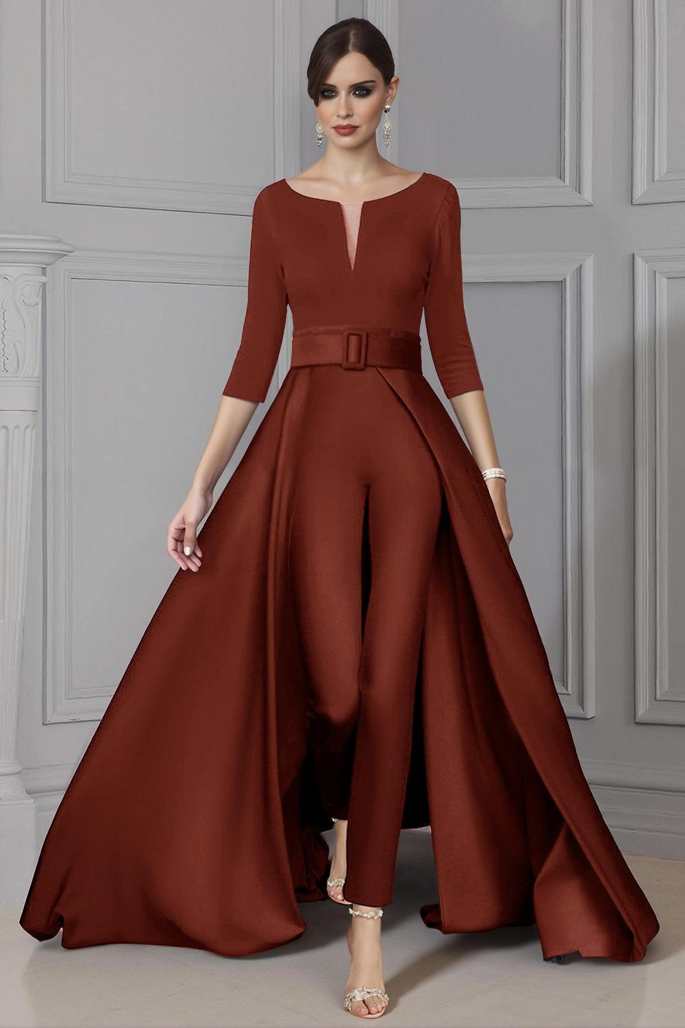 Dreamyannie White Boat Neck Floor Length Mother Of The Bride Jumpsuits With Cape