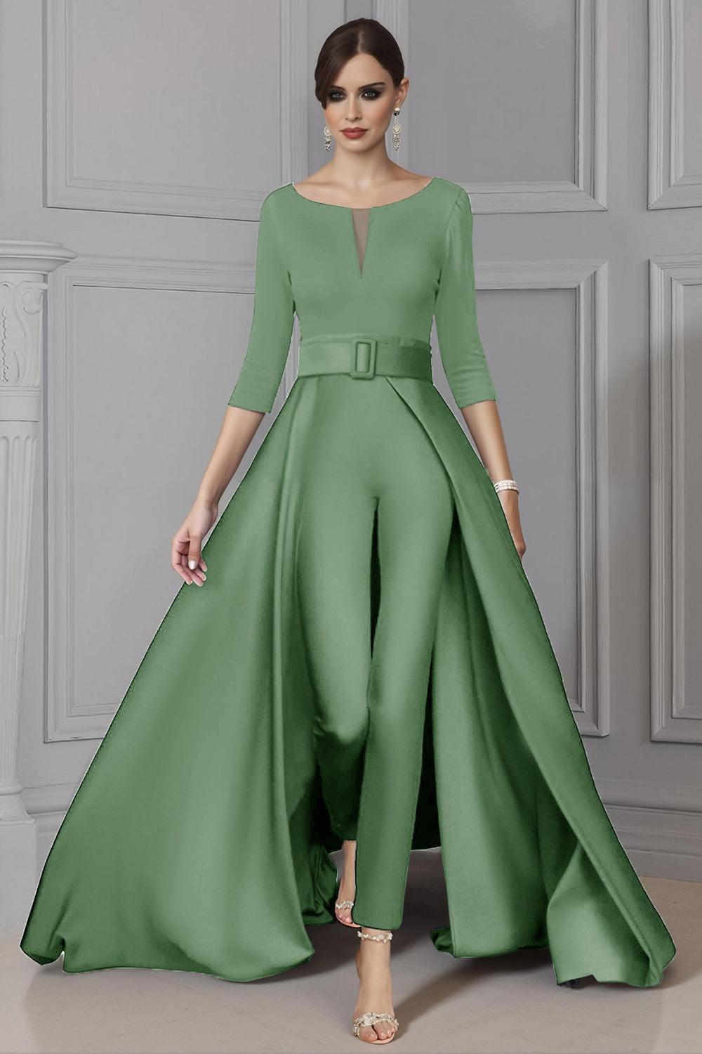 Dreamyannie White Boat Neck Floor Length Mother Of The Bride Jumpsuits With Cape