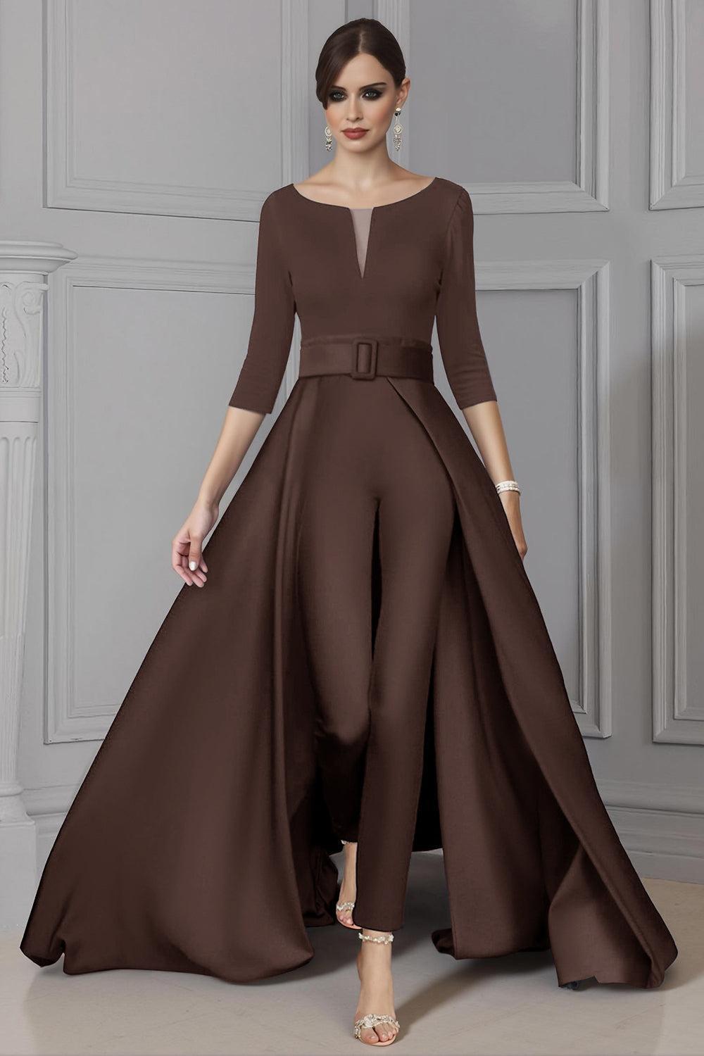 Dreamyannie White Boat Neck Floor Length Mother Of The Bride Jumpsuits With Cape
