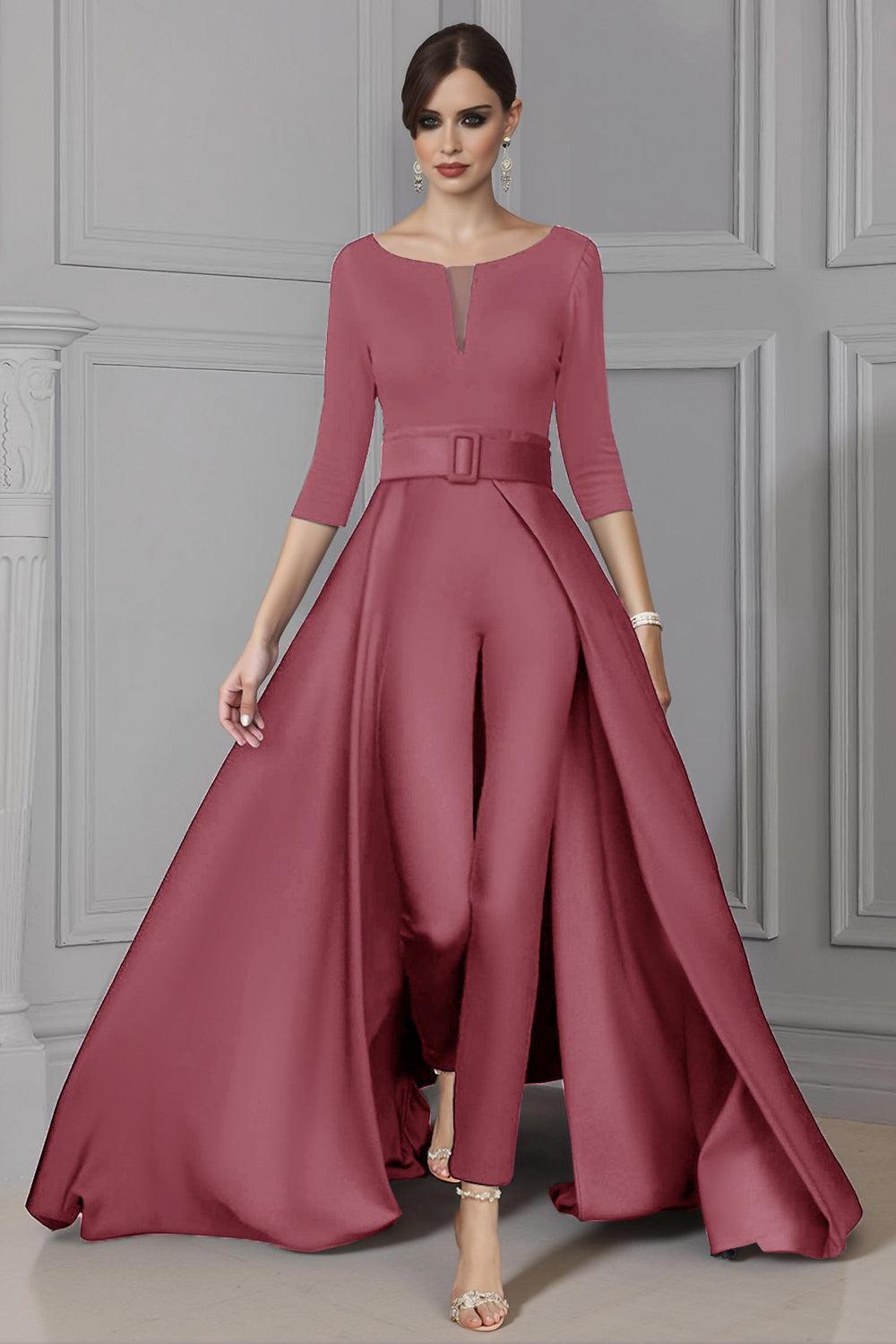 Dreamyannie White Boat Neck Floor Length Mother Of The Bride Jumpsuits With Cape
