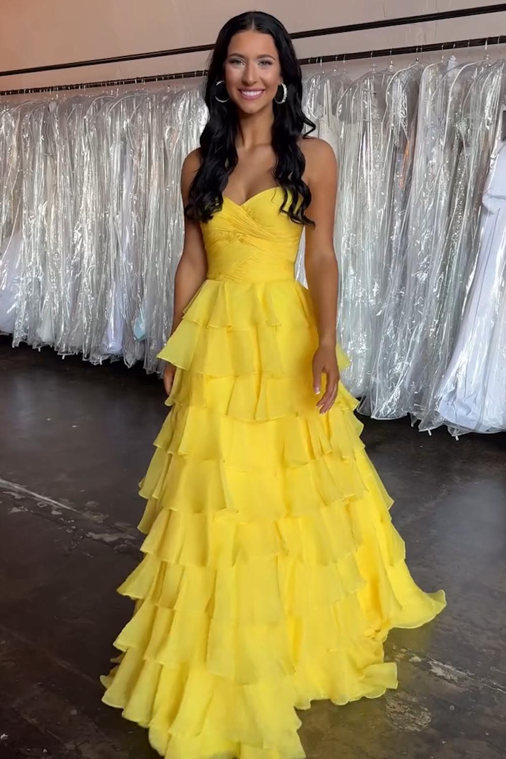 Dreamyannie Orange Prom Dress A Line Sweetheart Long Formal Dress With Ruffles