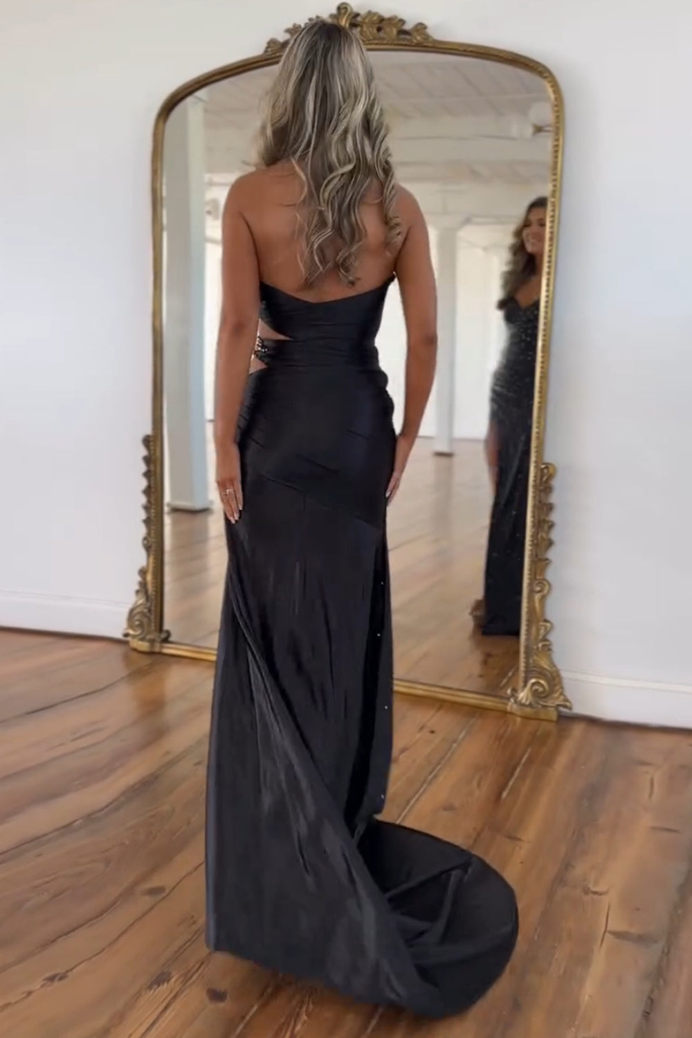 Dreamyannie Yellow Prom Dress Beaded Mermaid Sweetheart Long Formal Dress With Slit