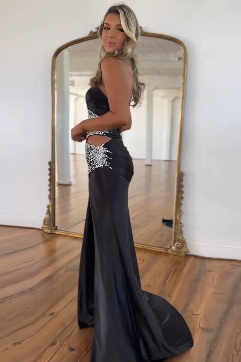 Dreamyannie Yellow Prom Dress Beaded Mermaid Sweetheart Long Formal Dress With Slit