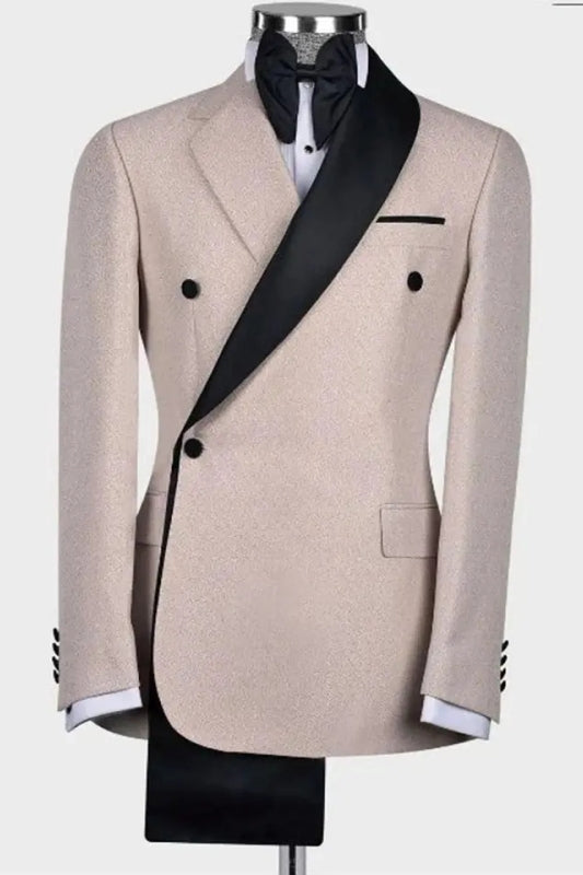 Dusty Pink Close Fitting Two Piece Shawl Lapel Wedding Suit