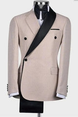 Dusty Pink Close Fitting Two Piece Shawl Lapel Wedding Suit