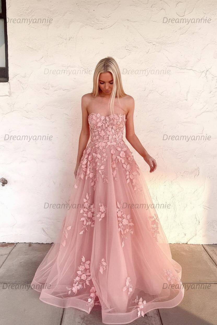 Orange Prom Dress Sweetheart Long Evening Dress with Appliques