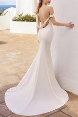 Elastic Satin Beach Wedding Dresses: Trumpet/Mermaid Style Sweetheart Neckline Sleeveless