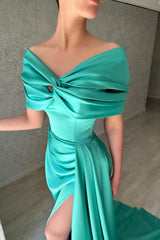 Elegant Long Off The Shoulder Prom Dress Long Slit