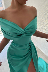 Elegant Long Off The Shoulder Prom Dress Long Slit