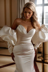 Elegant Long Sleeves Court Train Satin Wedding Dresses