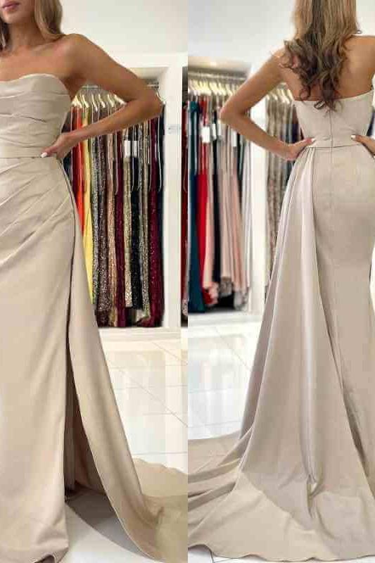 Elegant Mermaid Strapless Evening Dress with Split On Sale