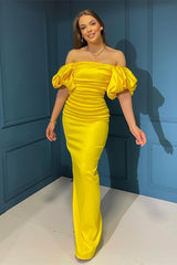 Elegant Off The Shoulder Bubble Sleeve Mermaid Evening Dress Online