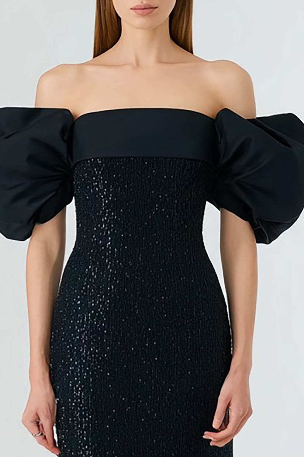 Elegant Off The Shoulder Mermaid Long Blak Tie Dress