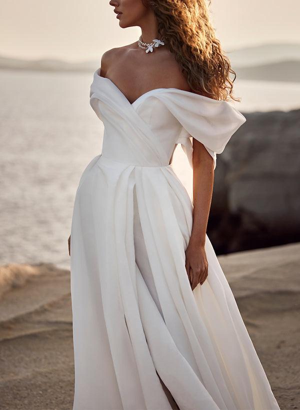 Elegant Organza Beach Wedding Dresses with Split Front