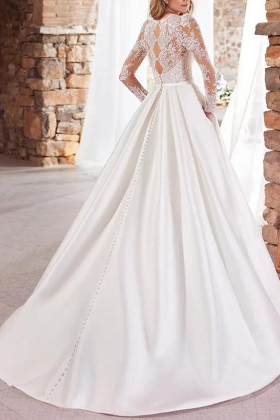 Elegant Wedding Dresses With Lace Satin