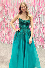 Emerald Green Prom Dress A Line Corset Formal Dress