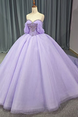 Exquisite Purple Quinceanera Dress Ball Gown Beaded Scoop Lace Up Short Sleeves Formal Sweet 16 Party Dress