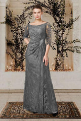 Floor-Length A-Line Princess Gown with Jewel Neckline for the Mother of the Bride