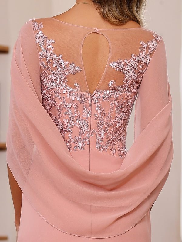 Floor-Length A-Line Princess Scoop Mother of the Bride Dresses with Pleated & Sequins