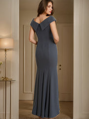 Floor-Length Mermaid/Trumpet Mother of the Bride & Groom Dresses with Rhinestone Cowl Neck