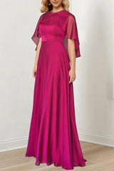 Floor-Length Mother of the Bride A-Line/Princess Dress with Hand-Beaded Jewel Neckline