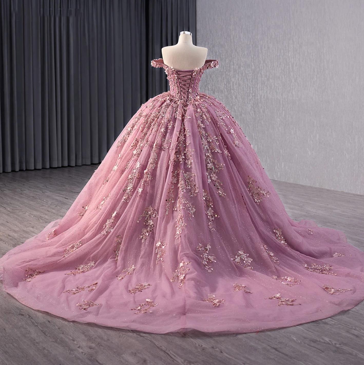Floral Lace Off the Shoulder Quinceanera Dress Corset Party Ball Gown Sweet 16 Dress