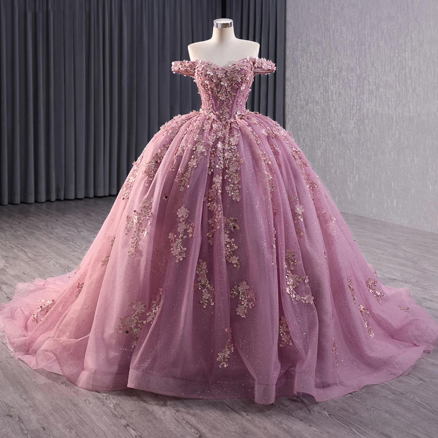 Floral Lace Off the Shoulder Quinceanera Dress Corset Party Ball Gown Sweet 16 Dress