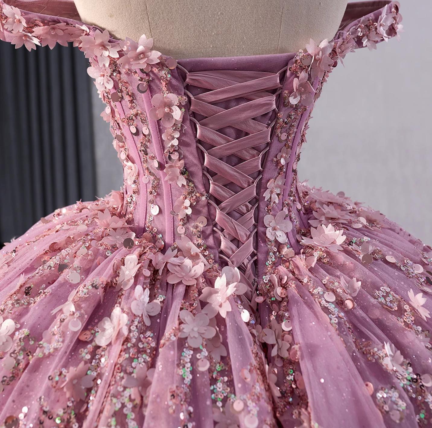 Floral Lace Off the Shoulder Quinceanera Dress Corset Party Ball Gown Sweet 16 Dress