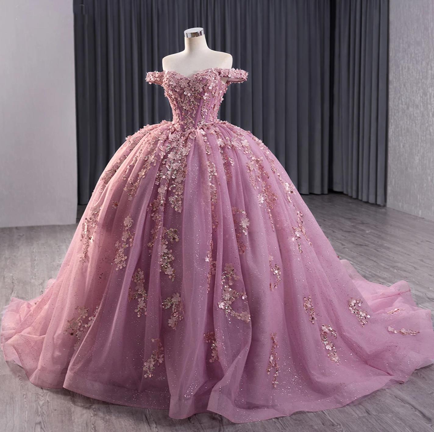 Floral Lace Off the Shoulder Quinceanera Dress Corset Party Ball Gown Sweet 16 Dress
