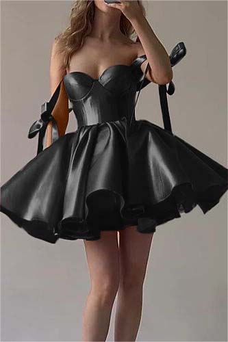 Fuchsia Satin Graduation Dress Sweetheart Sleeveless Short Cocktail Dress With Ruffles