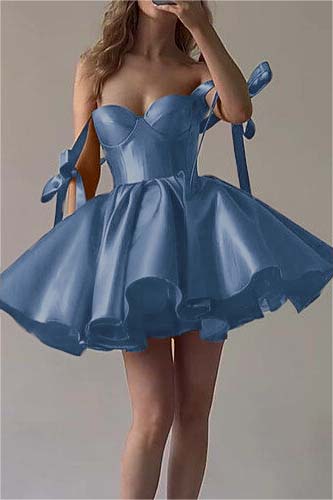 Fuchsia Satin Graduation Dress Sweetheart Sleeveless Short Cocktail Dress With Ruffles