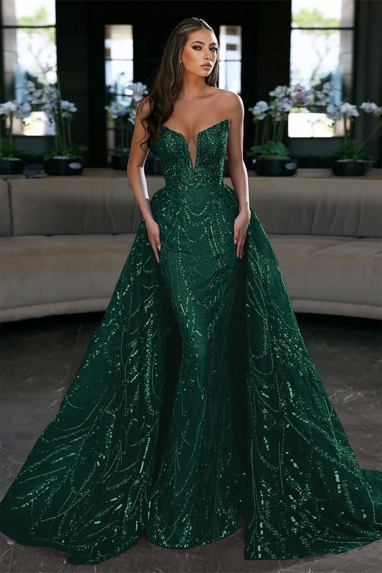 Glamorous Royal Blue Sleeveless Strapless Long Evening Dress Evening Dress with Sequins