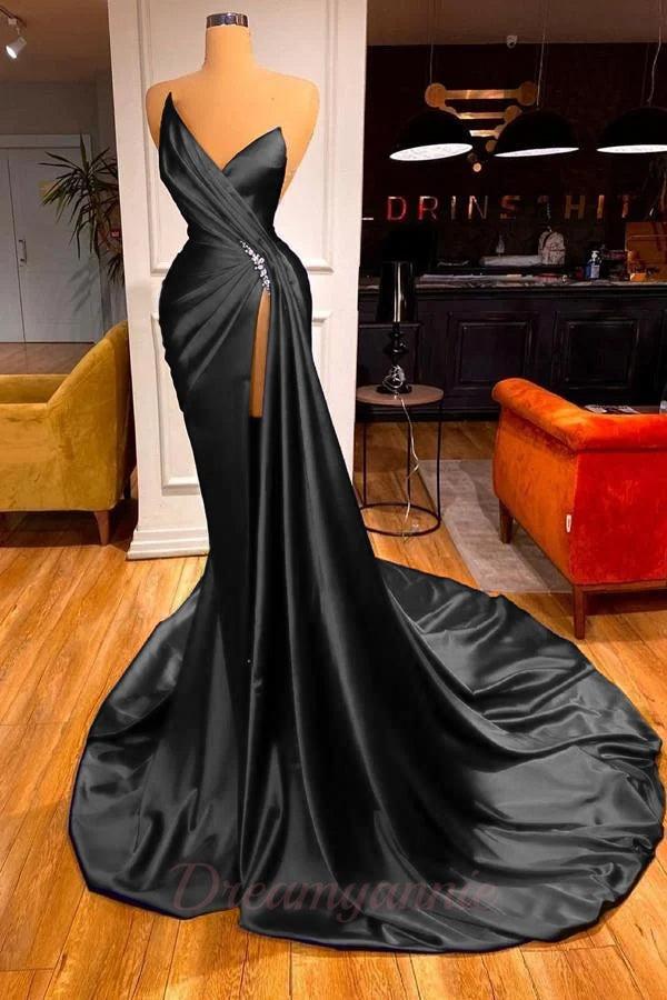 Glamorous Royal Blue Sweetheart Prom Dress Mermaid Long Evening Gowns With Split