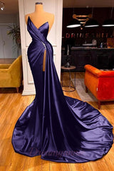 Glamorous Royal Blue Sweetheart Prom Dress Mermaid Long Evening Gowns With Split