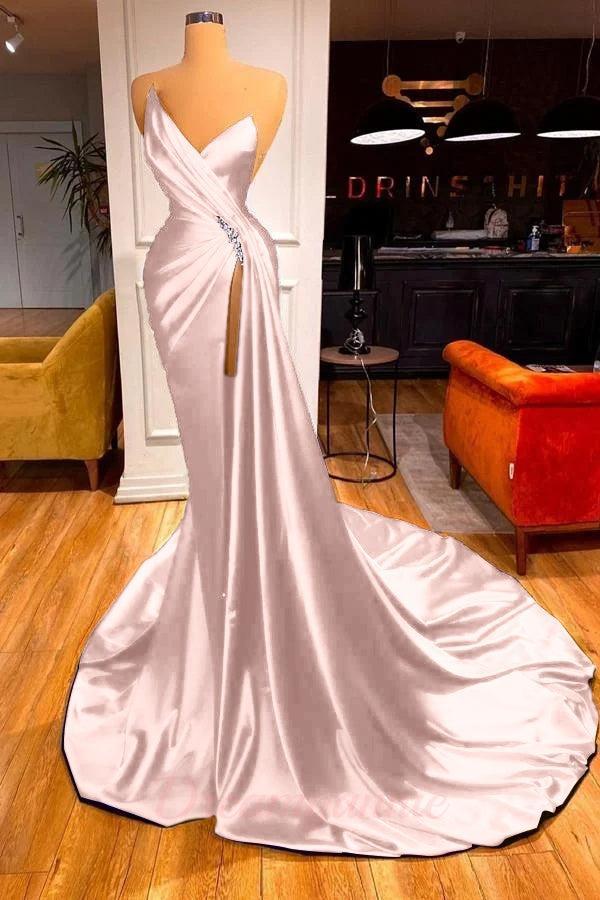 Glamorous Royal Blue Sweetheart Prom Dress Mermaid Long Evening Gowns With Split