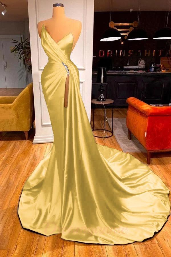 Glamorous Royal Blue Sweetheart Prom Dress Mermaid Long Evening Gowns With Split