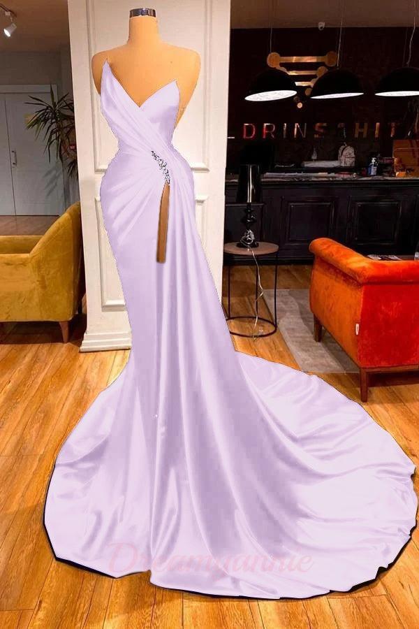 Glamorous Royal Blue Sweetheart Prom Dress Mermaid Long Evening Gowns With Split