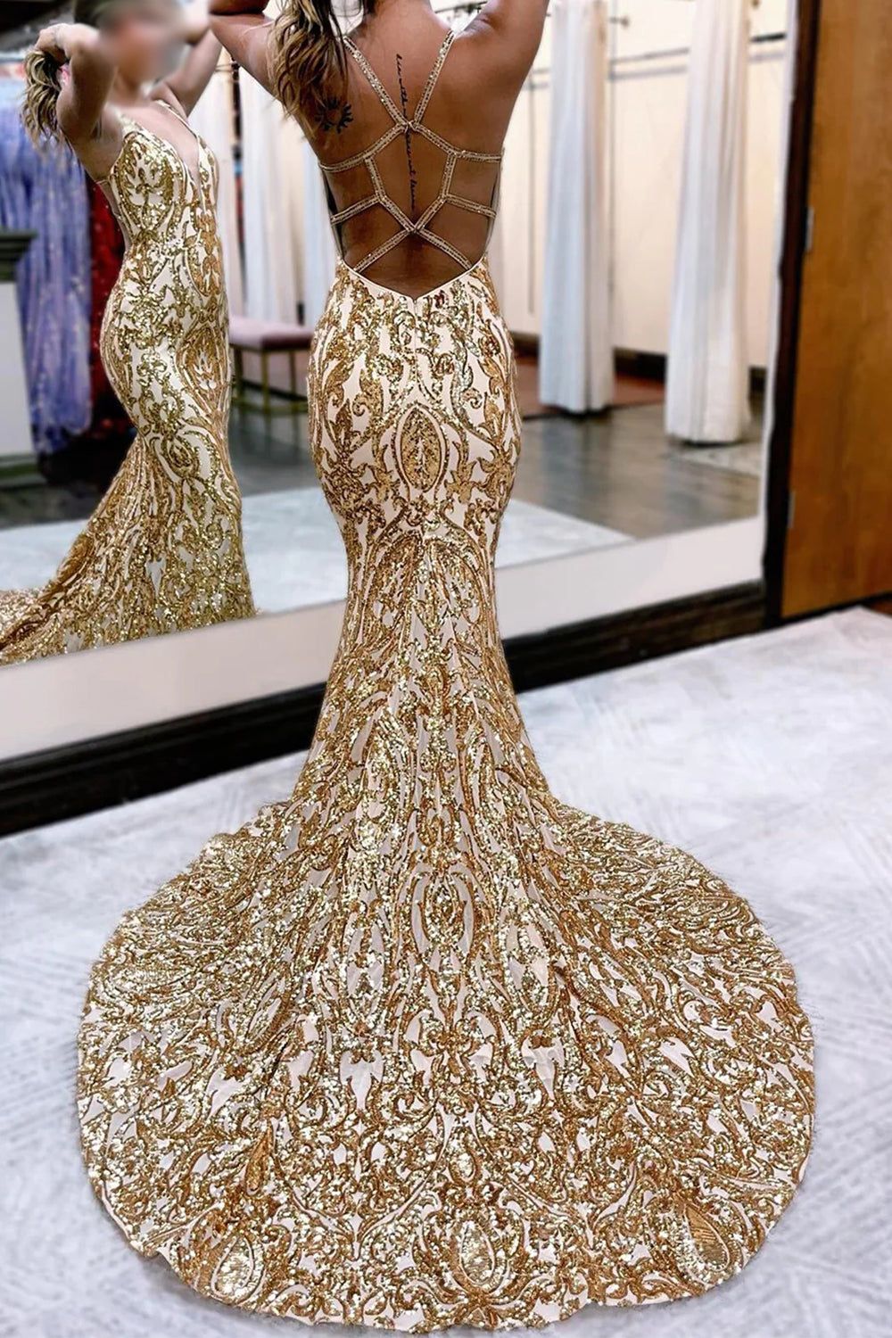 knee length dresses for ladies Beautiful Long Sleeveless Mermaid Prom Dress with Beading main image 1
