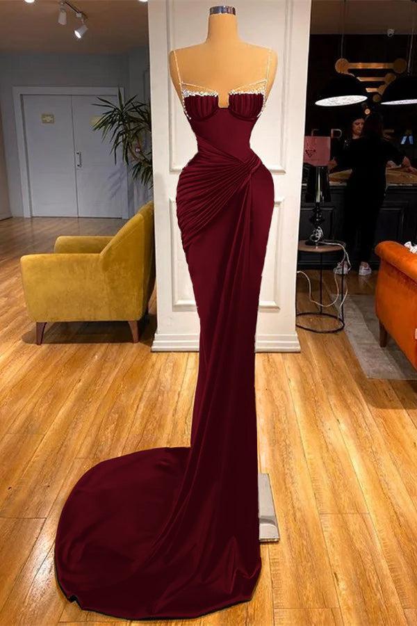 Gorgeous Dark Green Spaghetti Straps Mermaid Prom Dress With Beadings