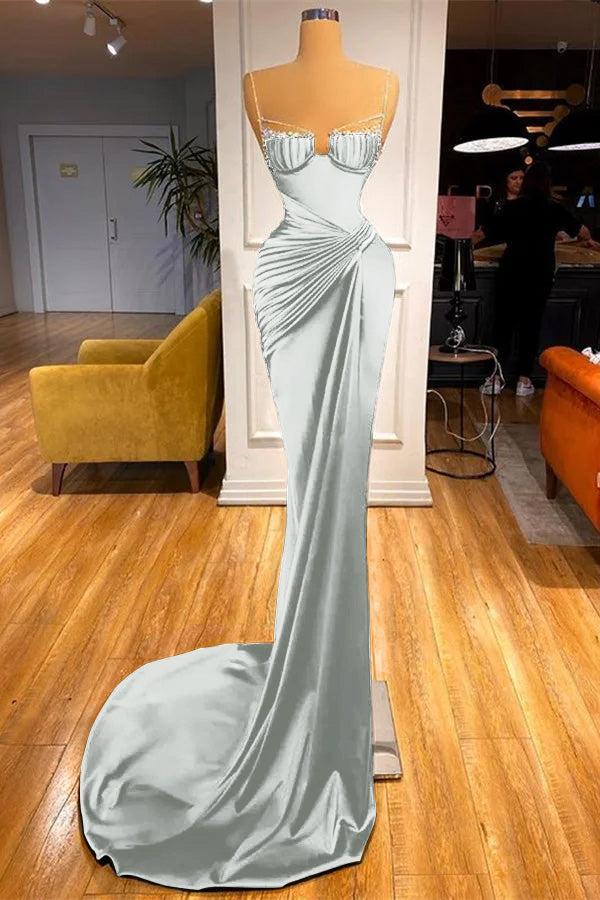 Gorgeous Dark Green Spaghetti Straps Mermaid Prom Dress With Beadings
